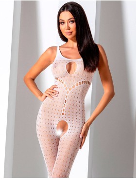 Эротический комбинезон сетка Passion BS 078 white, Цвет: белый, Размеры: S/M