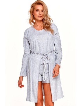 Хлопковый трикотажный халат Taro 2535 светло-серый, Цвет: светло-серый, Размеры: S