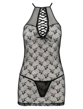 Сексуальная сорочка с трусиками Passion AZALIA CHEMISE, Цвет: черный, Размеры: S/M, изображение 3