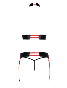 Сексуальный комплект с поясом для чулок Passion AZIZA SET red, Цвет: красный, Размеры: L/XL, изображение 4