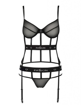 Корсет с трусиками Passion KYOUKA CORSET black, Цвет: черный, Размеры: S/M, изображение 3