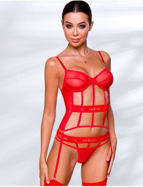 Корсет с трусиками Passion KYOUKA CORSET red, Цвет: красный, Размеры: L/XL