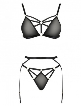 Сексуальный комплект с поясом для чулок Passion MEGGY SET, Цвет: черный, Размеры: 2XL/3XL, изображение 3