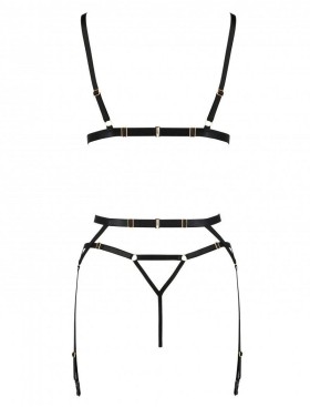 Сексуальный комплект с поясом для чулок Passion MEGGY SET, Цвет: черный, Размеры: 2XL/3XL, изображение 4