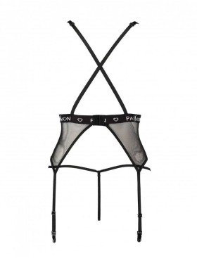 Корсет с трусиками стрингами Passion MIRAJANE CORSET black, Цвет: черный, Размеры: 2XL/3XL, изображение 4