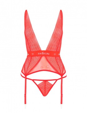 Корсет с трусиками стрингами Passion MIRAJANE CORSET red, Цвет: красный, Размеры: L/XL, изображение 3
