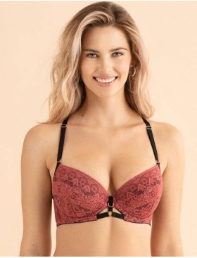 Кружевной бюстгальтер пуш-ап с оригинальной спинкой Alles GOJI P-UP, Цвет: розовый, Размеры: 65E, изображение 3