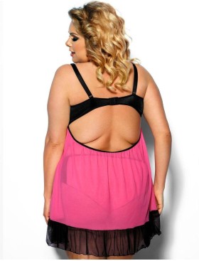 Сексуальная розовая сорочка Gorgeous plus size CARINOLA, Цвет: фуксия, Размеры: XL/2XL, изображение 2