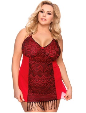 Cорочка с открытой спиной Gorgeous plus size DHARMA, Цвет: черно-красный, Размеры: XL/2XL