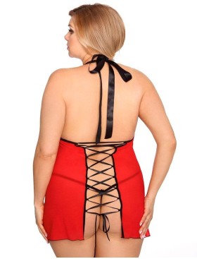 Cорочка с открытой спиной Gorgeous plus size DHARMA, Цвет: черно-красный, Размеры: XL/2XL, изображение 2