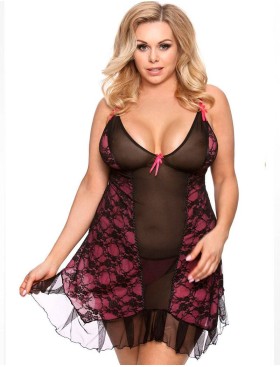 Сексуальная сорочка с трусиками Gorgeous plus size GIA, Цвет: черный, Размеры: XL/2XL