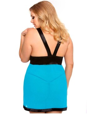 Короткая голубая сорочка Gorgeous plus size LIESSA, Цвет: голубой, Размеры: XL/2XL, изображение 2