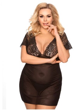 Сексуальная сорочка с кружевом Gorgeous plus size MARINA, Цвет: черный, Размеры: XL/2XL