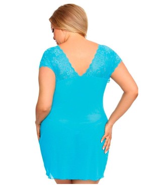 Сексуальная голубая сорочка с кружевом Gorgeous plus size OFEELY, Цвет: голубой, Размеры: XL/2XL, изображение 2