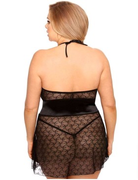 Прозрачная сорочка с трусиками Gorgeous plus size RHIANNON, Цвет: черный, Размеры: 5XL/6XL, изображение 2