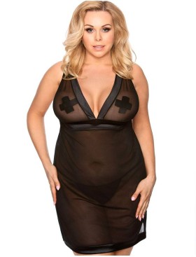 Эротическая сорочка с трусиками Gorgeous plus size SAMARA, Цвет: черный, Размеры: XL/2XL