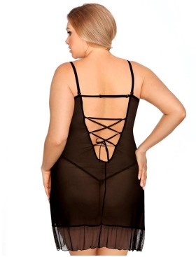 Прозрачная сорочка с кружевом Gorgeous plus size VELA, Цвет: черный, Размеры: XL/2XL, изображение 2