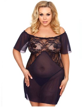Сексуальная сорочка с трусиками Gorgeous plus size VENEA, Цвет: темно-синий, Размеры: XL/2XL