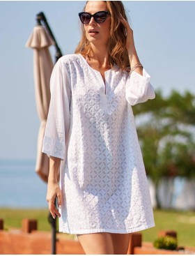 Хлопковая пляжная туника Mia-Amore ARGENTINA 1371, Цвет: белый, Размеры: XL