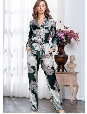 Шелковый комплект с брюками Mia-Amore AGATA 3706, Цвет: зеленый, Размеры: S