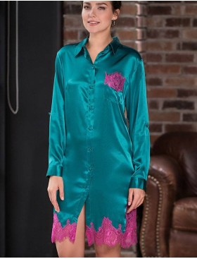 Шелковая рубашка Mia-Amore BELLA 3377 изумрудный, Цвет: изумрудный, Размеры: M