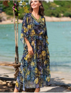 Шифоновая туника с бисером Mia-Amore COSTA BRAVA 8865, Цвет: мультиколор, Размеры: S/M