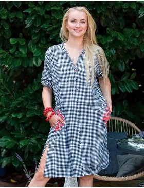 Рубашка/Туника из вискозы Key LND 451 A21, Цвет: черный/белый, Размеры: S