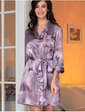 Шелковая рубашка с поясом Mia-Amore AURORA 3657, Цвет: античная роза, Размеры: XL