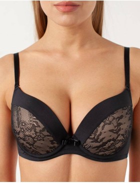 Бюстгальтер балконет пуш-ап гель Coquette Revue SECRET 82008B, Цвет: черный, Размеры: 70D