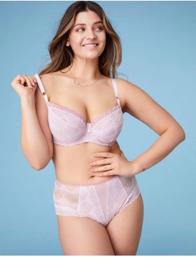 Кружевные высокие трусы слипы Alles LIOR figi classic, Цвет: розовый, Размеры: 3XL, изображение 3