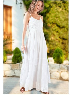 Длинный сарафан из хлопка Mia-Amore CALIFORNIA 1585, Цвет: белый, Размеры: L
