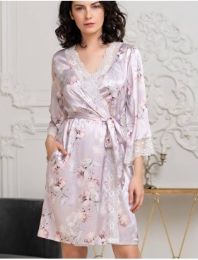 Шелковый халат-кимоно Mia-Amore SELINE 3713, Цвет: сиреневый, Размеры: L/XL