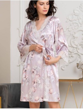 Шелковый халат-кимоно Mia-Amore SELINE 3713, Цвет: сиреневый, Размеры: L/XL, изображение 3