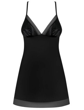 Сексуальная сорочка с оригинальной спинкой Obsessive ALIFINI CHEMISE, Цвет: черный, Размеры: S/M, изображение 3