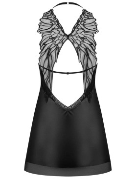 Сексуальная сорочка с оригинальной спинкой Obsessive ALIFINI CHEMISE, Цвет: черный, Размеры: S/M, изображение 4