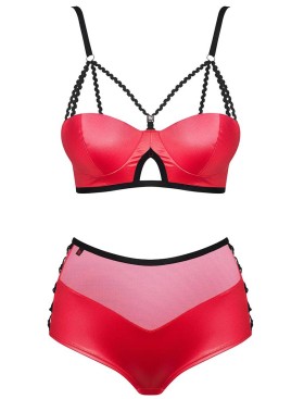 Сексуальный комплект Obsessive LEATHERIA SET красный, Цвет: красный, Размеры: S/M, изображение 3
