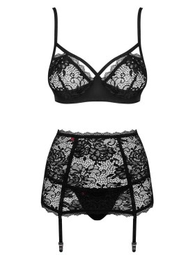 Сексуальный комплект с поясом Obsessive PEONESIA SET, Цвет: черный, Размеры: L/XL, изображение 3
