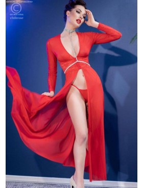 Полупрозрачный красный пеньюар + стринги Chilirose 4421, Цвет: красный, Размеры: S