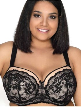 Бюстгальтер балконет MAT OLIVIA M-3108-22, Цвет: черный с бежевым, Размеры: 75C