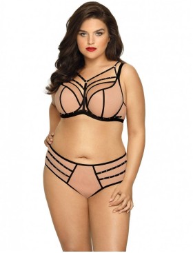 Полумягкий бюстгальтер Novika GILLIAN N02 PU с черным, Цвет: бежевый с черным, Размеры: 105B, изображение 6