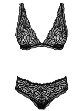 Кружевной комплект Obsessive SWEETIA SET, Цвет: черный, Размеры: L/XL, изображение 3