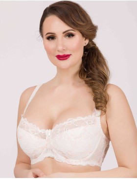 Бюстгальтер балконет кружево биколор Simona M 608 молоко-роза, Цвет: молоко-роза, Размеры: 90B, изображение 4