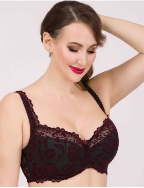 Бюстгальтер балконет с флок напылением Simona M 608 бархат бордо, Цвет: бархат бордо, Размеры: 85G, изображение 7