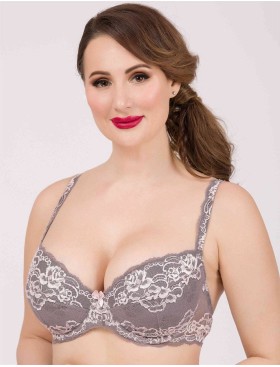 Бюстгальтер балконет пуш-ап биколор Simona M 870 серо-розовый, Цвет: серо-розовый, Размеры: 75D, изображение 5
