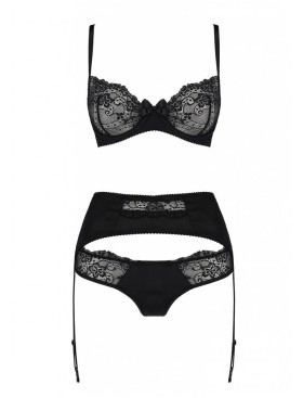 Сексуальный комплект с поясом для чулок Avanua AYA SET, Цвет: черный, Размеры: 2XL/3XL, изображение 3