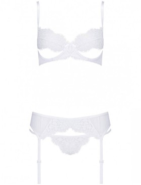 Сексуальный комплект с поясом для чулок Avanua SILENTIA SET, Цвет: белый, Размеры: 2XL/3XL, изображение 3