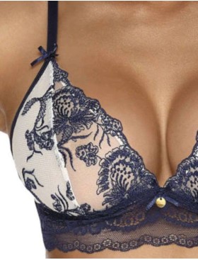 Мягкий бюстгальтер триангул без косточек MAT LARA M-3207-0, Цвет: темно-синий с экрю, Размеры: 70D, изображение 2