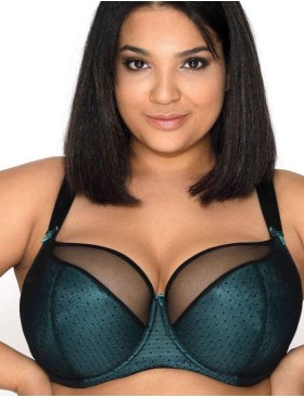 Бюстгальтер полумягкий MAT NORI M-3152-21, Цвет: черный с изумрудным, Размеры: 70D
