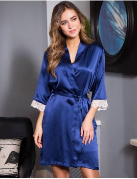 Шелковый халат кимоно Mia-Mia KRISTY 15113 темно-синий, Цвет: темно-синий, Размеры: M