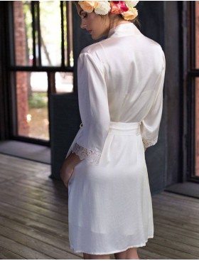 Шелковый халат кимоно Mia-Mia KRISTY 15113 экрю, Цвет: экрю, Размеры: S, изображение 2